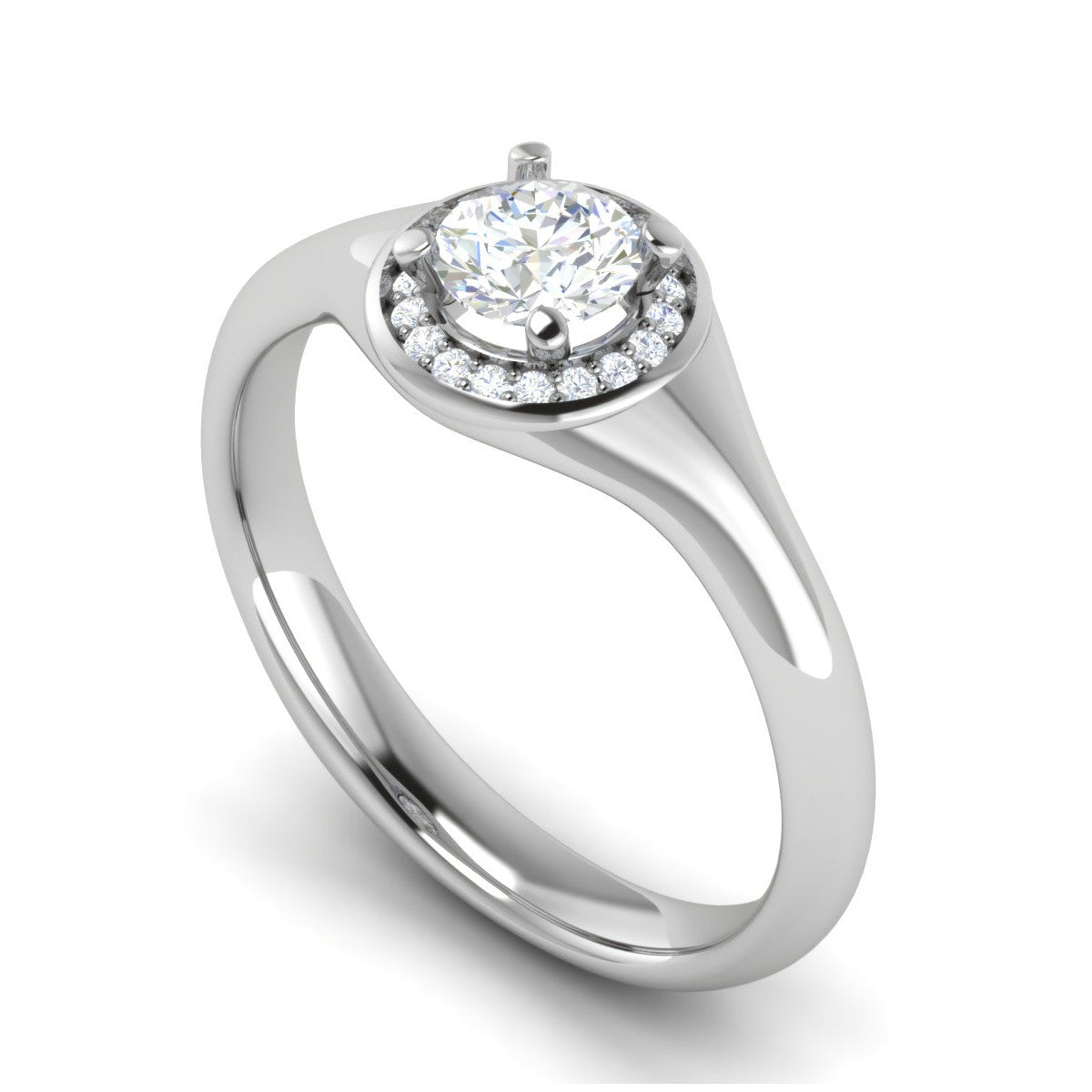 0.50 cts Solitaire Halo Diamond Platinum Ring JL PT RH RD 215   Jewelove.US