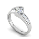 Load image into Gallery viewer, 0.50cts Princess Cut Solitaire Diamond Shank Platinum Ring JL PT WB5916E   Jewelove.US
