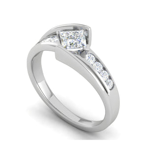 0.50cts Princess Cut Solitaire Diamond Shank Platinum Ring JL PT WB5916E   Jewelove.US