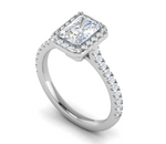 Load image into Gallery viewer, 0.70 cts Emerald Cut Solitaire Halo Diamond Shank Platinum Ring JL PT RH RAD 136   Jewelove.US
