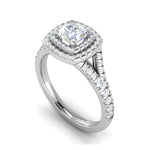 Load image into Gallery viewer, 0.50 cts. Cushion Solitaire Double Halo Split Shank Platinum Ring JL PT RH CU 179   Jewelove.US
