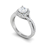 Load image into Gallery viewer, 0.50cts Diamond Halo Diamond Twisted Shank Solitaire Platinum Ring JL PT JRW078318   Jewelove.US
