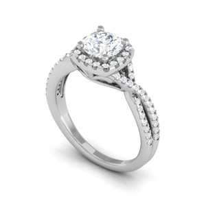 0.50cts Diamond Halo Diamond Twisted Shank Solitaire Platinum Ring JL PT JRW078318   Jewelove.US