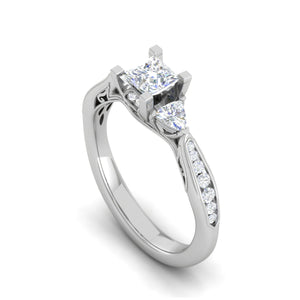 0.50cts Princess Cut Solitaire with Pear Diamond Platinum Ring JL PT RV PR 124   Jewelove.US