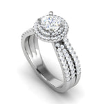 Load image into Gallery viewer, 0.50 cts Solitaire Double Halo Diamond Split Shank Platinum Ring JL PT RH RD 214   Jewelove.US
