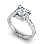 Load image into Gallery viewer, 0.50 cts Solitaire Square Halo Diamond with Shank Platinum Ring JL PT RH RD 279   Jewelove.US
