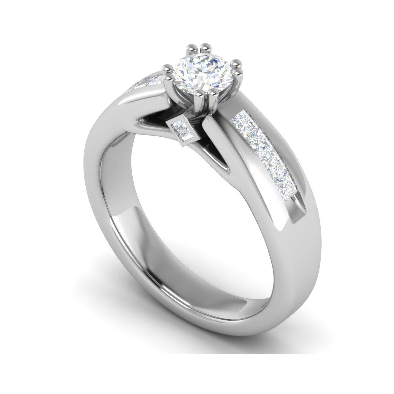 0.50 cts Solitaire with Princess Cut Diamonds Shank Platinum Ring JL PT RC RD 275   Jewelove.US