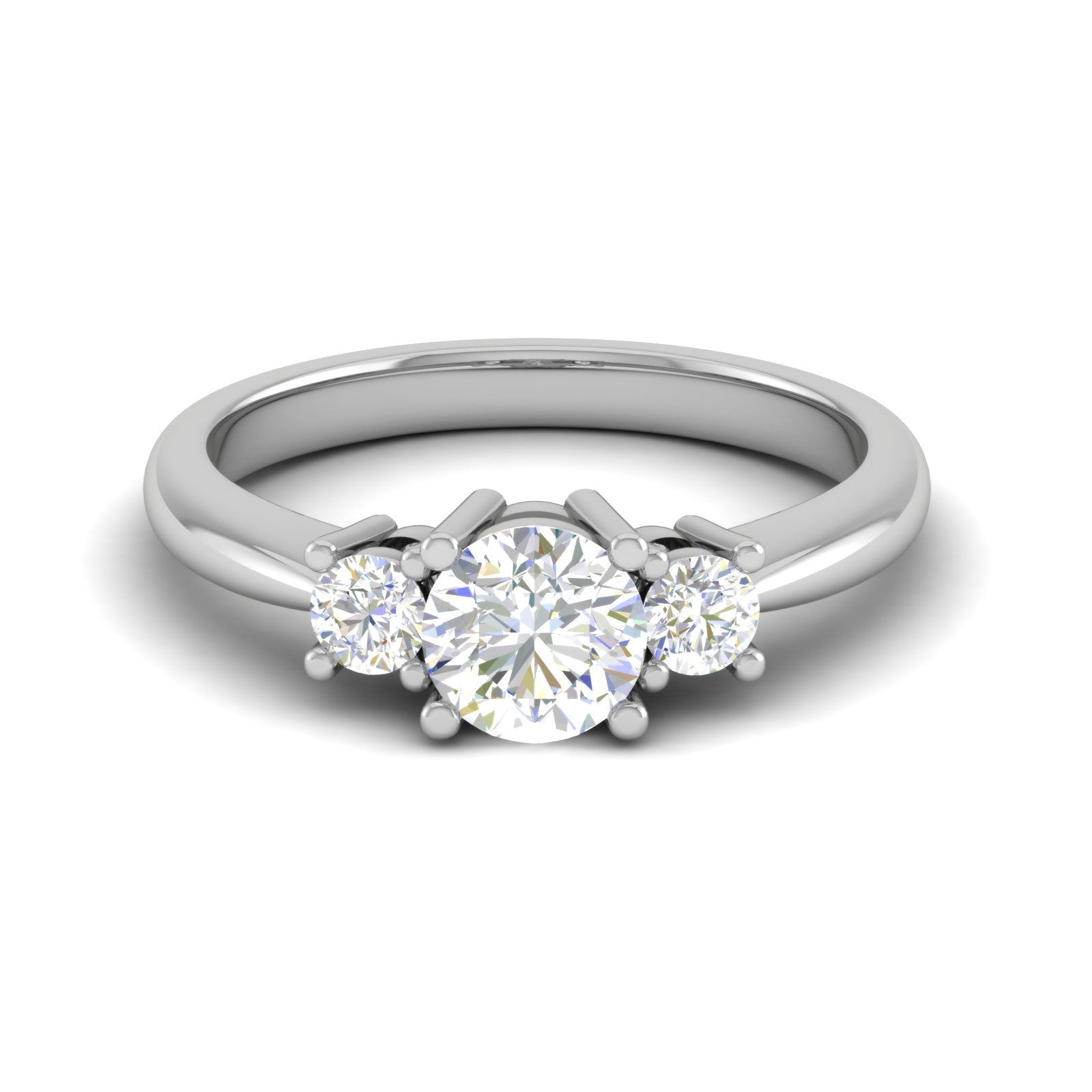 0.70 cts Solitaire Three Stone Platinum Diamond Accents Ring JL PT R3 RD 106   Jewelove.US