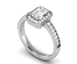 Load image into Gallery viewer, 0.70 cts Emerald Cut Diamonds Halo Diamond Shank Platinum Ring JL PT RH EM 159   Jewelove.US
