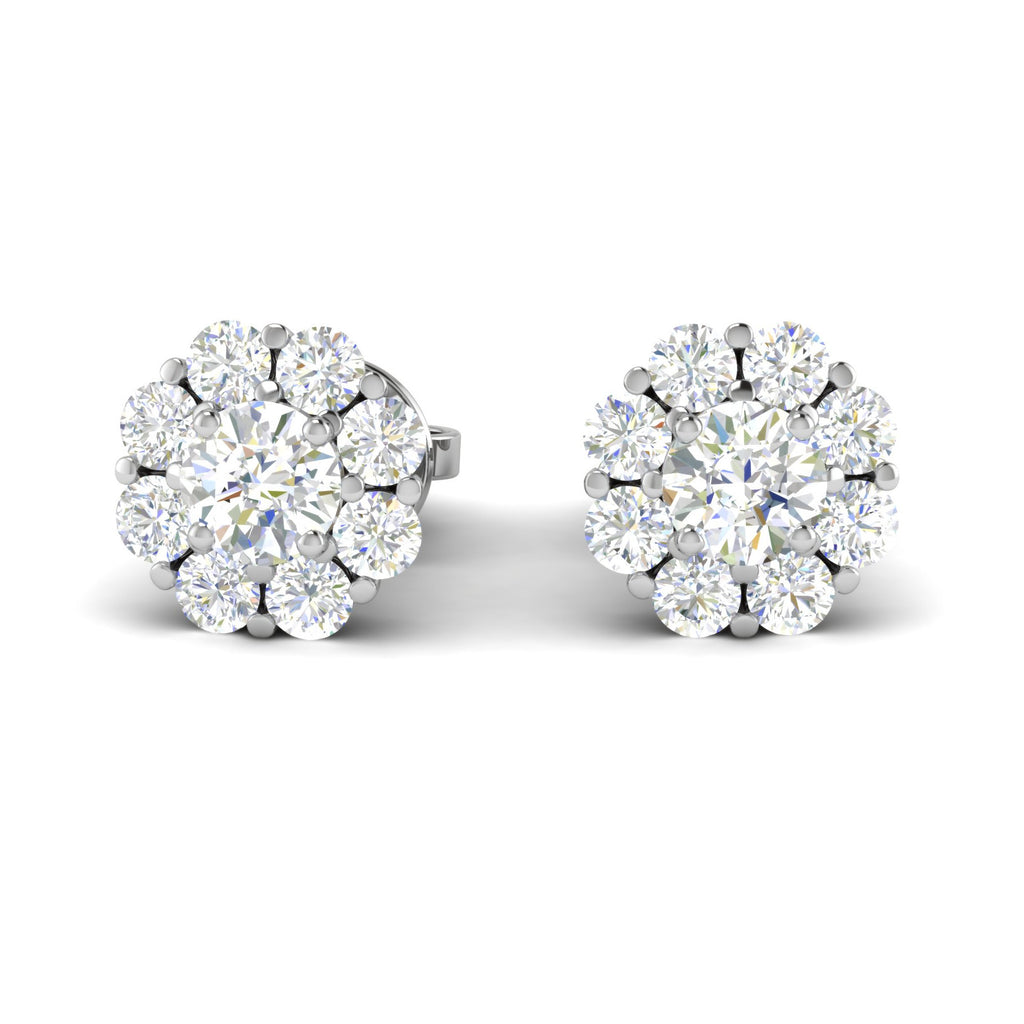 Platinum Solitaire Halo Earrings JL PT E SE RD 111   Jewelove