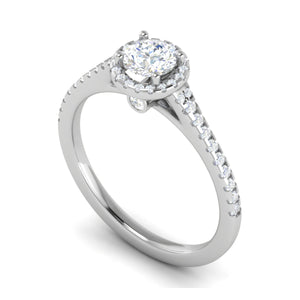 0.50 cts Solitaire Halo Diamond Shank Platinum Ring JL PT RH RD 295   Jewelove.US