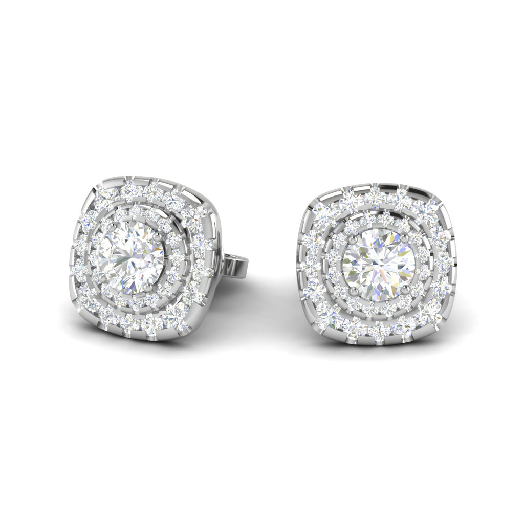 Platinum Solitaire Halo Earrings JL PT E SE RD 107   Jewelove