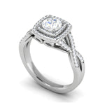 Load image into Gallery viewer, 0.50 cts Solitaire Square Halo Diamond with Twisted Shank Platinum Ring JL PT RH RD 274   Jewelove.US
