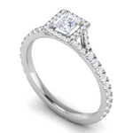 Load image into Gallery viewer, 0.50 cts Princess Cut Solitaire Square Halo Shank Platinum Ring JL PT RH PR 195   Jewelove.US
