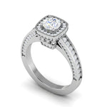 Load image into Gallery viewer, 0.50 cts Solitaire Square halo Diamond Split Shank Platinum Ring JL PT RH RD 177   Jewelove.US
