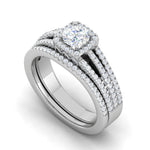 Load image into Gallery viewer, 0.50cts Solitaire Halo Diamond Split Shank Platinum Ring JL PT RV RD 161   Jewelove
