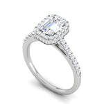 Load image into Gallery viewer, 0.50 cts. Emerald Cut Solitaire Halo Diamond Shank Platinum Ring JL PT WB5879E   Jewelove.US
