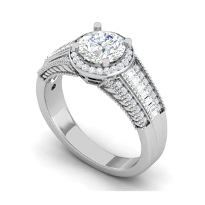 0.50cts Halo Solitaire Halo Diamond Split Shank Platinum Ring JL PT TRG130020   Jewelove.US