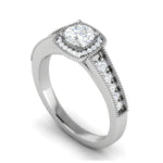 Load image into Gallery viewer, 0.50 cts Solitaire Square Halo Diamond Shank Platinum Ring JL PT RH RD 213   Jewelove.US
