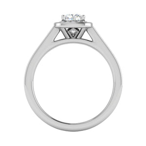 0.50 cts Solitaire Square Halo Diamond Shank Platinum Ring JL PT RH RD 171   Jewelove.US