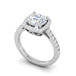 Load image into Gallery viewer, 0.50cts Solitaire Halo Diamond Split Shank Platinum Ring JL PT 01   Jewelove.US
