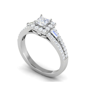 0.50 cts. Princess Cut Solitaire Halo Split Shank Platinum Engagement Ring JL PT JRW084608   Jewelove.US