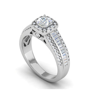 0.50 cts Cushion Solitaire Halo Diamond Split Shank Platinum Ring JL PT JRW07651F   Jewelove.US