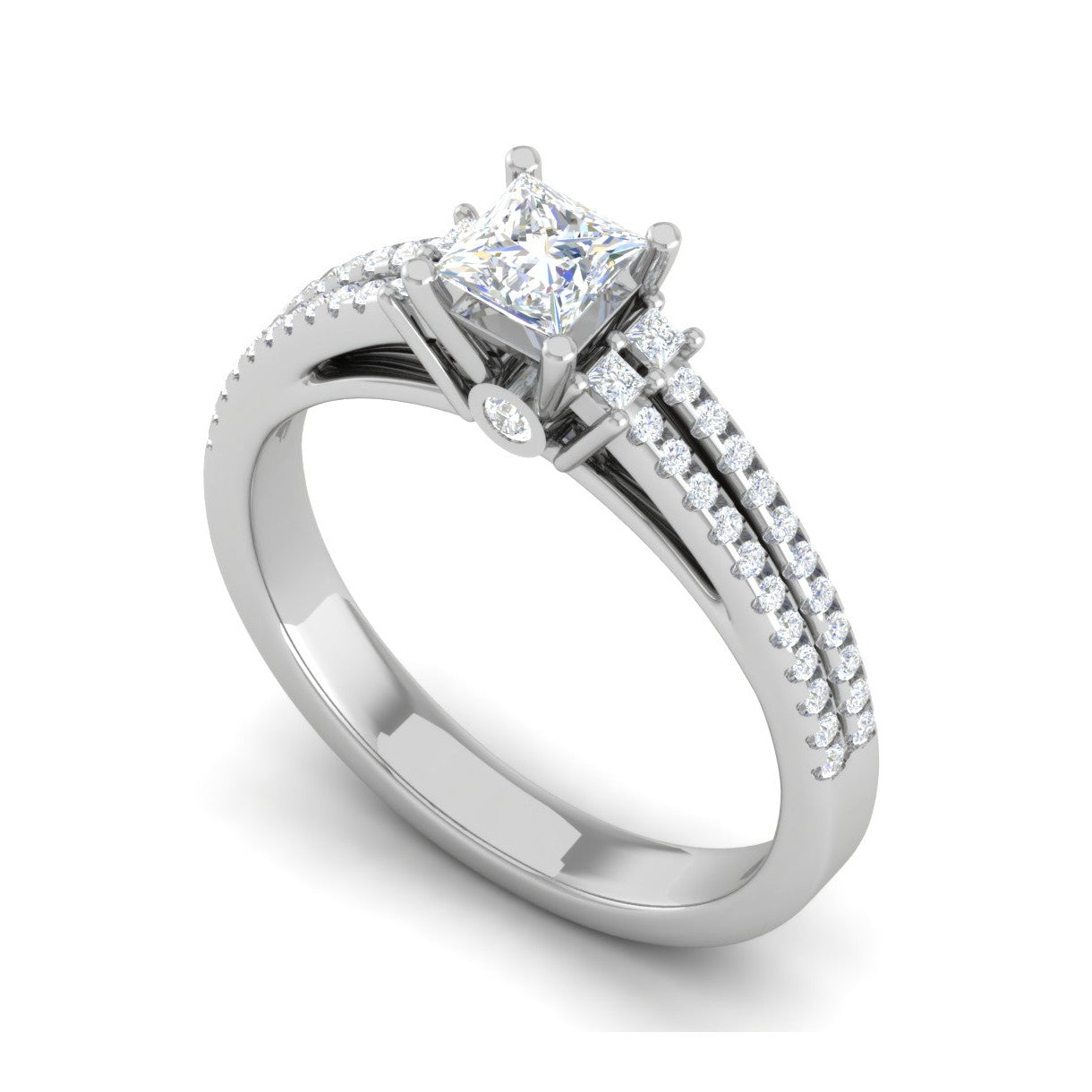 0.30cts. Princess Cut Diamond Split Shank Platinum Solitaire Engagement Ring JL PT DR1430M   Jewelove.US