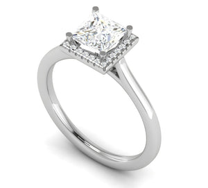 0.70 cts Princess Cut Solitaire Square Halo Diamond Platinum Ring JL PT RH PR 115   Jewelove.US