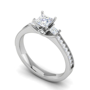 0.30 cts. Princess Cut Diamond Diamond Shank Platinum Solitaire Engagement Ring JL PT 150   Jewelove.US