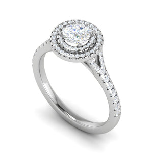 0.50 cts Solitaire Double Halo Diamond Shank Platinum Ring JL PT RH RD 271   Jewelove.US