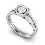 Load image into Gallery viewer, 0.50 cts Solitaire Square Halo Diamond Split Shank Platinum Ring JL PT RH RD 218   Jewelove.US
