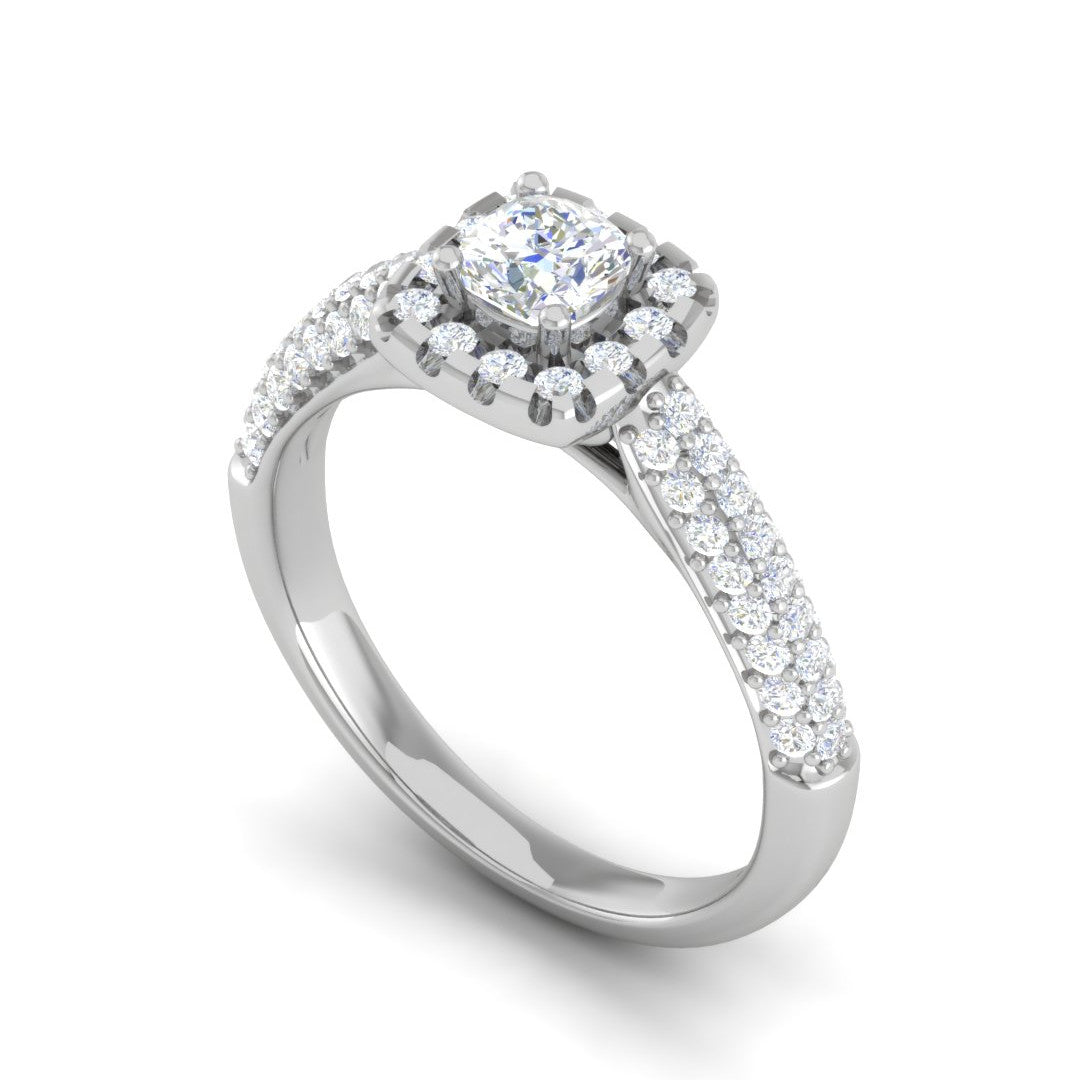 0.30 cts. Cushion Solitaire Halo Split Shank Platinum Ring JL PT JRW1549MM   Jewelove.US