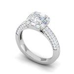 Load image into Gallery viewer, 0.50cts Princess Cut Solitaire Halo Diamond Split Shank Platinum Ring JL PT WB5509E   Jewelove.US
