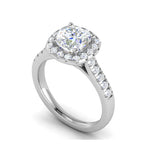 Load image into Gallery viewer, 0.50cts Cushion Solitaire Platinum Halo Diamond Shank Ring JL PT REHS1561   Jewelove.US
