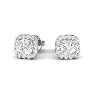 Cushion Solitaire Halo Diamond Earrings for Women JL PT E SE CU 110   Jewelove