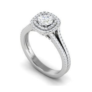 0.50 cts Solitaire Double Square Halo Diamond Split Shank Platinum Ring JL PT RH RD 269   Jewelove.US