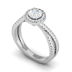 0.50 cts Solitaire Halo Diamond Twisted Shank Platinum Ring JL PT RP RD 132   Jewelove.US