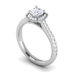 Load image into Gallery viewer, 0.50 cts Solitaire Square Halo Diamond Split Platinum Ring JL PT RH RD 180   Jewelove.US
