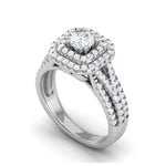 Load image into Gallery viewer, 0.30cts Solitaire Double Halo Diamond Split Shank Platinum Ring JL PT JRW1564MM   Jewelove.US
