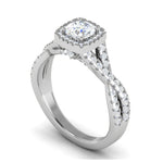 Load image into Gallery viewer, 0.50 cts Solitaire Square Halo Diamond Twisted Shank Platinum Ring JL PT RH RD 261   Jewelove.US
