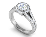 Load image into Gallery viewer, 1.00 cts Solitaire Single Halo Diamond Split Platinum Ring JL PT RH RD 107   Jewelove.US
