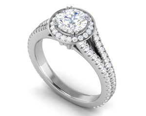 1.00 cts Solitaire Single Halo Diamond Split Platinum Ring JL PT RH RD 107   Jewelove.US