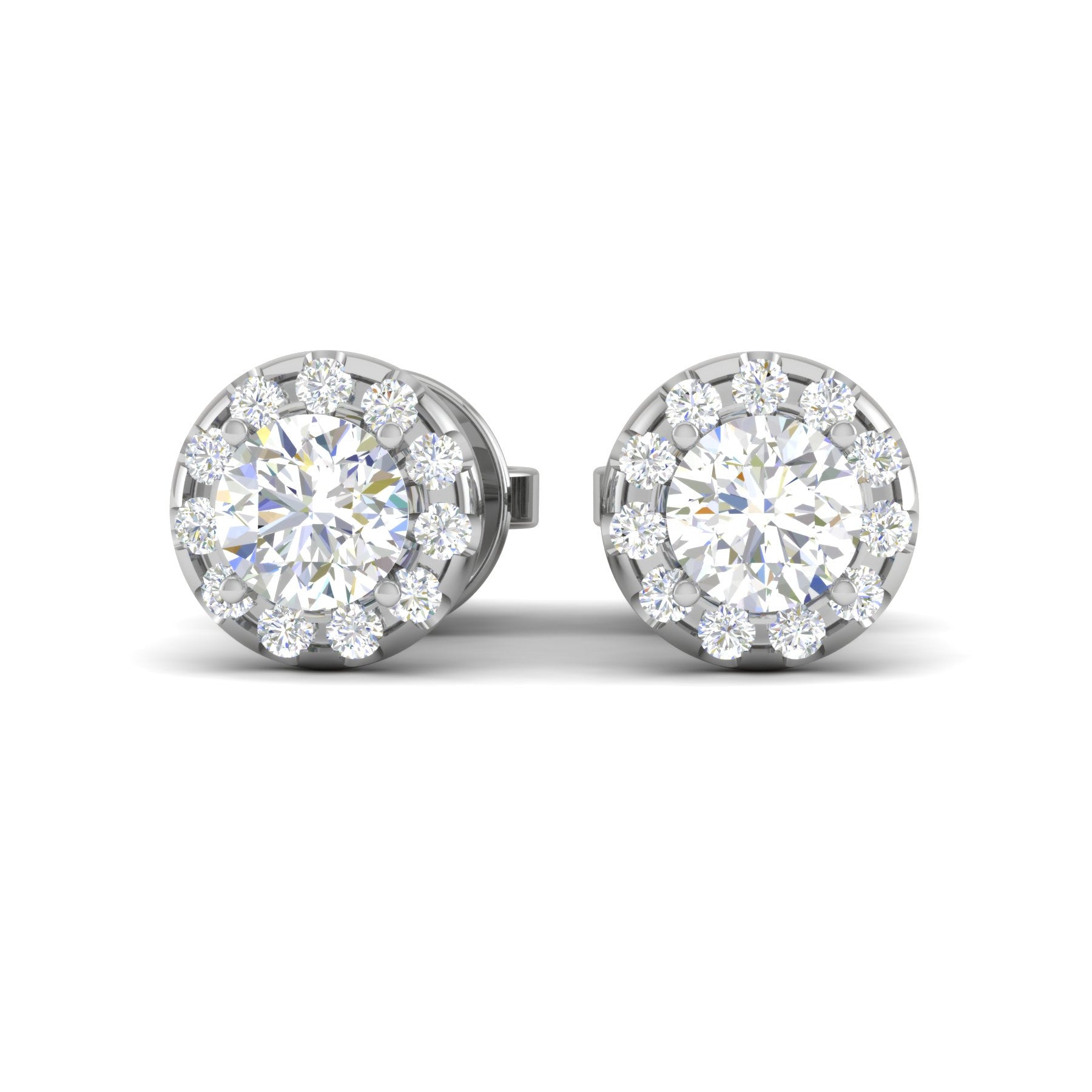 Platinum Solitaire Halo Earrings JL PT E EF10871   Jewelove.US