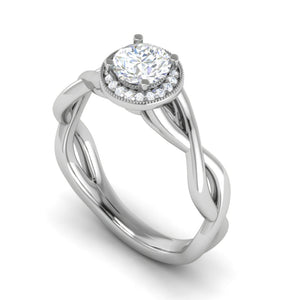 0.50 cts Solitaire Halo Diamond Platinum Ring JL PT RH RD 209   Jewelove.US