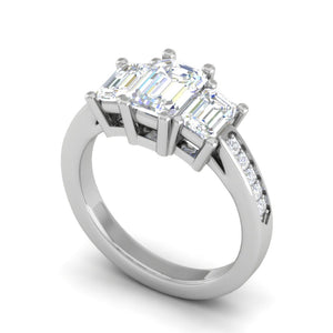 1.00cts. Emerald Cut Solitaire Diamond Accents Platinum Ring JL PT R3 EM 134   Jewelove.US