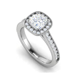 Load image into Gallery viewer, 0.50 cts. Cushion Solitaire Halo Diamond Shank Platinum Ring JL PT RH CU 134   Jewelove.US
