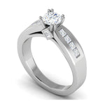 Load image into Gallery viewer, 0.50 cts Pointer Solitaire Platinum Ring with Princess Cut Diamonds JL PT RC RD 275   Jewelove.US
