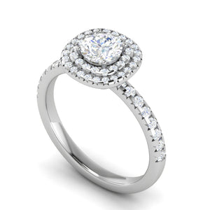 0.50 cts. Solitaire Double Halo Diamond Shank Platinum Ring JL PT RH RD 229   Jewelove.US