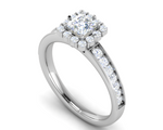 Load image into Gallery viewer, 0.50 cts Princess Cut Solitaire Halo Diamond Shank Platinum Ring JL PT RH PR 293   Jewelove.US
